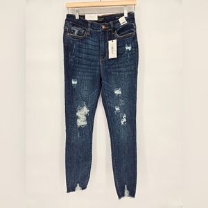 Judy Blue High Waist Skinny Fit Distressed Blue Jeans New Size 28